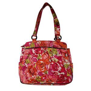 Vera Bradley Purse Wilma Vintage Rose Silk Shoulder Bag Large 13.5" X 12" Clean